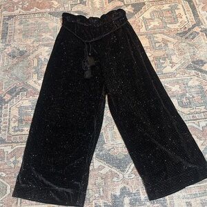 Victoria’s Secret velour cropped shimmer high waisted belted pants XL